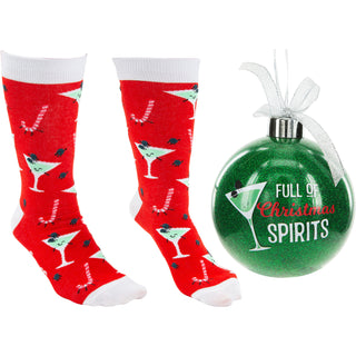 Christmas Spirits 4" Ornament  with Unisex Holiday Socks