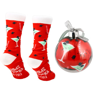 Christmas Spirits 4" Ornament  with Unisex Holiday Socks