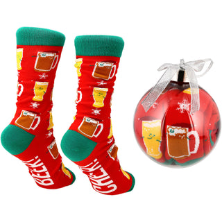 Christmas Beer 4" Ornament with Unisex Holiday Socks