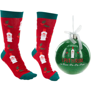 Rum-Pa-Pa-Pum 4" Ornament  with Unisex Holiday Socks