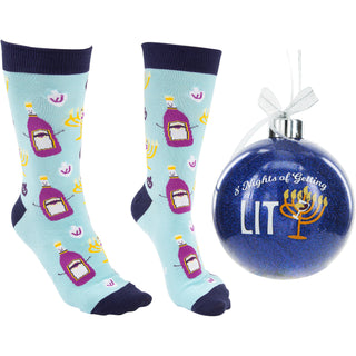 8 Nights 4" Ornament  with Unisex Holiday Socks