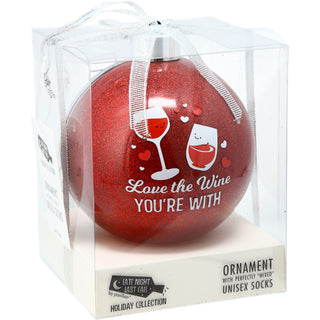 The Wine You're With 4" Ornament with Unisex Holiday Socks