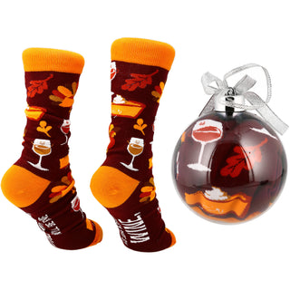 Thanksgiving 4" Ornament with Unisex Holiday Socks