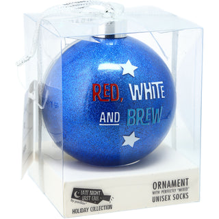 Red, White and Brew 4" Ornament  with Unisex Holiday Socks