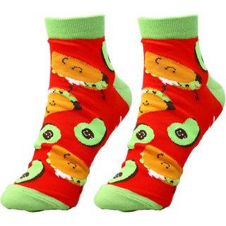 Taco and Avocado Cotton Blend Ankle Socks