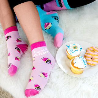 Cupcakes S/M Youth Cotton Blend Crew Socks