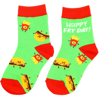 Burger and Fries M/L Youth Cotton Blend Crew Socks