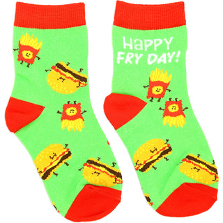 Burger and Fries M/L Youth Cotton Blend Crew Socks