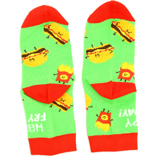 Burger and Fries M/L Youth Cotton Blend Crew Socks