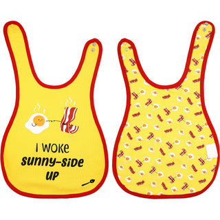 Eggs and Bacon Yellow Reversible Bib 6 Months - 3 Years