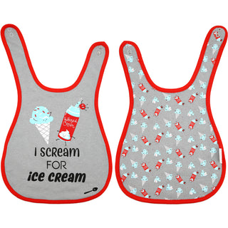 Ice Cream Gray Reversible Bib 6 Months - 3 Years