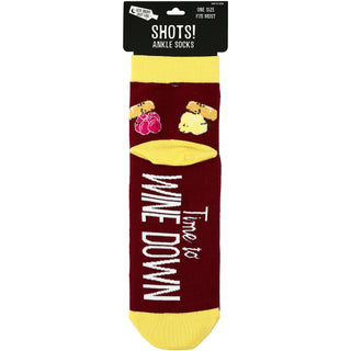 Wine Cotton Blend Ankle Socks