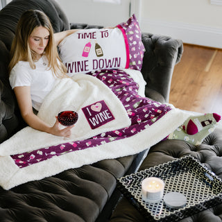 I Love Wine 45" x 50" Sherpa Blanket