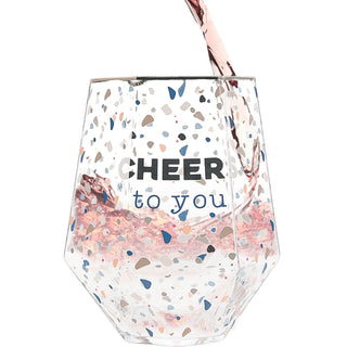 Cheers To You 16 oz Geometric Glass