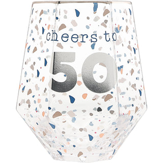 Cheers to 50 16 oz Geometric Glass