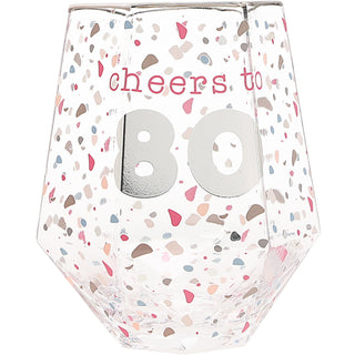 Cheers to 80 16 oz Geometric Glass