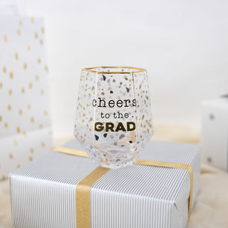 Cheers to the Grad 16 oz Geometric  Glass