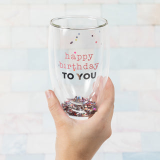 Happy Birthday 14 oz Double-Walled Glass