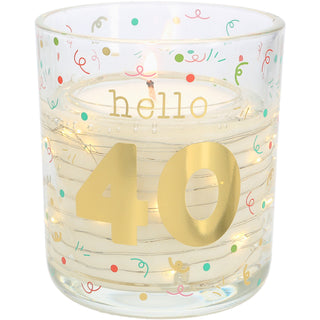 Hello 40 3.5 oz Candle with LED Accents