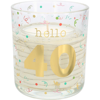 Hello 40 3.5 oz Candle with LED Accents