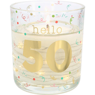 Hello 50 3.5 oz Candle with LED Accents