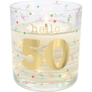 Hello 50 3.5 oz Candle with LED Accents