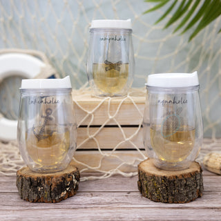Lakeaholic 12 oz Acrylic Stemless Wine Glass with Lid