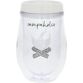 Campaholic 12 oz Acrylic Stemless Wine Glass with Lid