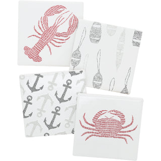 Coastal 4" Ceramic Coasters (Set of 4)