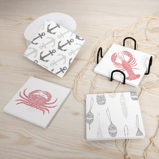 Coastal 4" Ceramic Coasters (Set of 4)