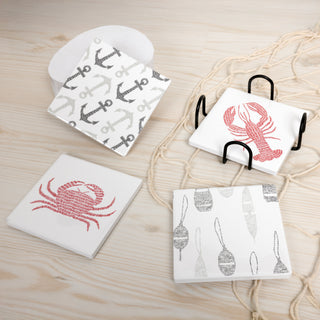 Coastal 4" Ceramic Coasters (Set of 4)