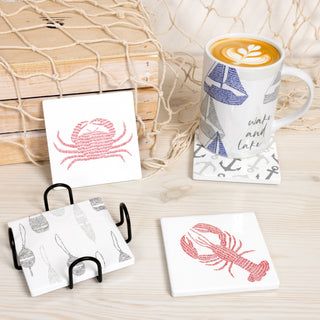 Coastal 4" Ceramic Coasters (Set of 4)
