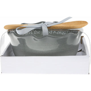 Enjoy Moments 4.5" Ceramic Bowl with Bamboo Spoon