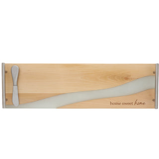 Home Sweet Home 21" Wood & Resin Cheese/Bread Board Set