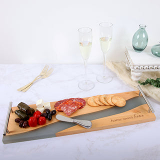 Home Sweet Home 21" Wood & Resin Cheese/Bread Board Set