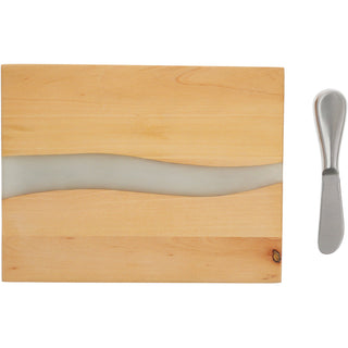 Eat Well 9" Wood & Resin Cheese/Bread Board Set