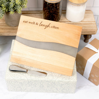 Eat Well 9" Wood & Resin Cheese/Bread Board Set