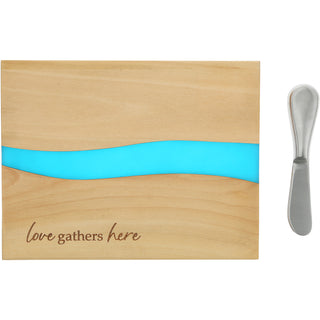 Love 9" Wood & Resin Cheese/Bread Board Set