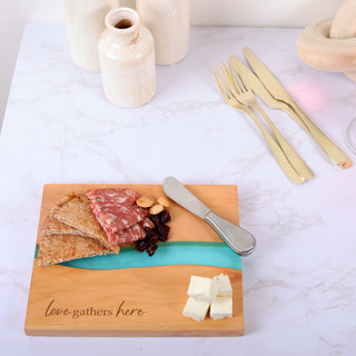 Love 9" Wood & Resin Cheese/Bread Board Set