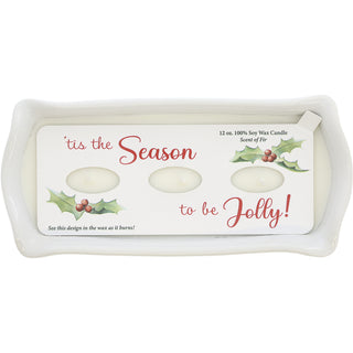 Holly Jolly 12 oz - 100% Soy Wax Reveal Triple Wick Candle
Scent: Fir