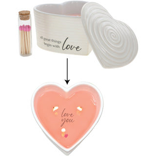 Love 8 oz - 100% Soy Wax Reveal Triple Wick Candle with Matches Scent: Vanilla