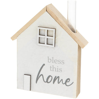 Bless This Home 5" MDF House Plaque with Vase