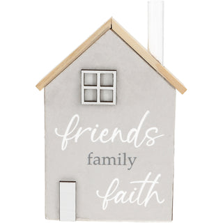 Friends, Family, Faith 6" MDF House Plaque with Vase