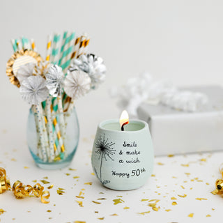 Happy 50th 8 oz - 100% Soy Wax Candle Scent: Serenity