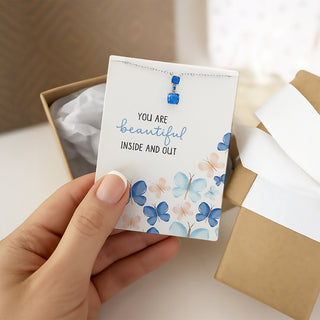 Beautiful Blue Topaz 16.5"-18.5" White Gold Plated Necklace with Cubic Zirconia Stones