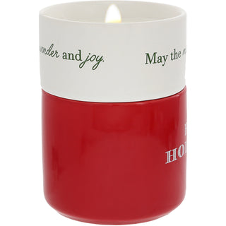 Happy Holidays Stacking Mug and Candle Set 100% Soy Wax Scent: Balsam Fir