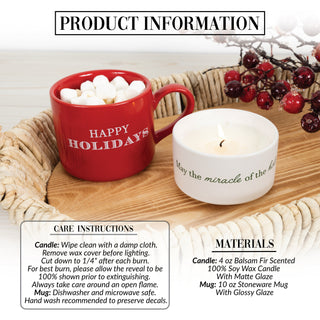 Happy Holidays Stacking Mug and Candle Set
100% Soy Wax Scent: Balsam Fir