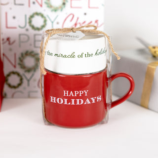 Happy Holidays Stacking Mug and Candle Set
100% Soy Wax Scent: Balsam Fir