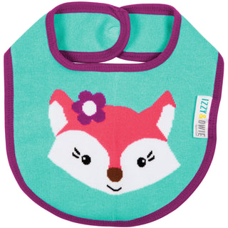 Aqua and Pink Fox Baby Bib