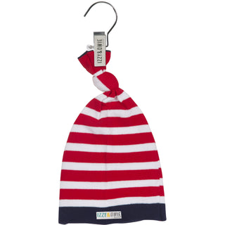 Red and Navy Stripe One Size Fits All Baby Hat